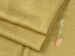 平和屋着物●本草木染作家　瑞寶　色無地　紋意匠　芥子色　鈴乃屋扱い　正絹　逸品　CABC6737yc