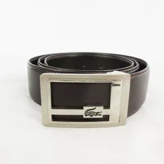 ラコステ LACOSTE La CHEMISE ベルト バックル ロゴ 茶 ブラウン シルバー金具 レザー 牛革 ビジネス