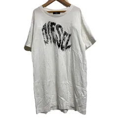 美品 DIESEL ディーゼル ロゴプリント カットソーワンピース サイズS ホワイト レディース 古着 中古 USED