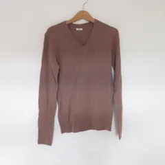 美品 22AW IENA イエナ エクストラファインメリノリブ Vネックプルオーバー ニット カットソー モカ レディース 古着 中古 USED