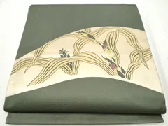 平和屋着物●太鼓柄袋帯　駒刺繍　更紗花文　銀通し地　正絹　逸品　CABD5969hy