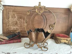 フランス アンティーク 1900年　真鍮装飾　バスケット