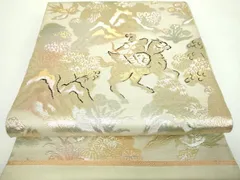 平和屋着物●アンティーク　大正ロマン　六通柄　本袋帯　狩猟花文　金銀糸　正絹　逸品　DABB4988ps