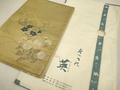 未使用 風情あふれる夏の名古屋帯 三代目 秀紀作 絹芭蕉 手描き九寸 