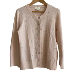 美品 kate spade ケイトスペード カシミヤブレンド ビジューニットカーディガン Sサイズ ピンク レディース 古着 中古 USED