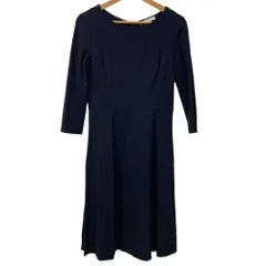 美品 UNTITLED アンタイトル ベルテッド ロングスリーブ 長袖 ワンピース 2 ネイビー レディース 古着 中古 USED