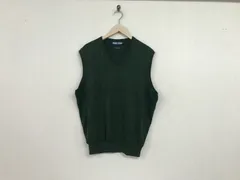 本物ポロゴルフPOLOGOLFラルフローレンRALPHLAURENコットンニットVネックロゴ刺繍ジレベストメンズサーフアメカジミリタリーストリートスケーターワークビジネススーツモードゴルフドレスバイカー緑グリーンM