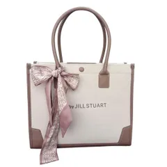 未使用級 極美品 ジルスチュアート JILL by JILL STUART スカーフ トートバッグ キャンバス ロゴ A4サイズ対応 ベージュ オフホワイト系