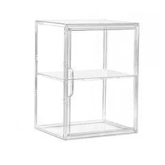 Wtrgas フィギュアケース 透明 アクリルケース 収納 卓上 コレクションケース 大型 マグネット式扉 前開き ショーケース 幅27×奥行22×高さ36cm 組立簡単 展示ケース 取り外し可能な仕切り板 防塵 汚れ防止 1個 0