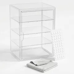 フィギュアケース コレクションケース ショーケース 透明展示ケース マグネット式扉 アクリルケース 積み重ね可能 ディスプレイケース (1個入り, 36*23*27cm) 1