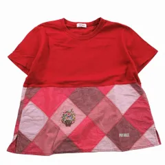 PINK HOUSE ピンクハウス Tシャツ カットソー 半袖 異素材 切替 アーガイル 花刺繍 トップス M レッド 赤 レディース 【中古】