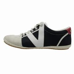 LOUIS VUITTON ルイヴィトン スニーカー ローカット シューズ Vロゴ キャンバス レザー イタリア製 7 26cm ネイビー メンズ 【中古】