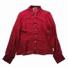 美品 Salvatore Ferragamo フェラガモ シルク100％ シアー ブラウス シャツ 長袖 サイズ40 M ワインレッド レディース 【中古】