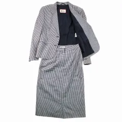 Vintage HERNO ヘルノ イタリア製 スカート スーツ セットアップ ギンガムチェック柄 ジャケット 42 M ネイビー レディース 【中古】