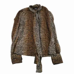 D&G DOLCE&GABBANA ドルチェアンドガッバーナ シルク100％ ボウタイ ブラウス シャツ 長袖 レオパード柄 48 XXL レディース 【中古】