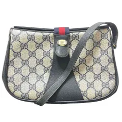 OLD GUCCI オールドグッチ GGプラス シェリーライン ショルダーバッグ GG柄 斜め掛け PVC レザー 黒 ブラック 116.02.024 ☆AA★