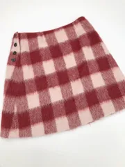 ef-de エフデ Aライン 台形 チェック スカート size15/赤 ◆■レディース