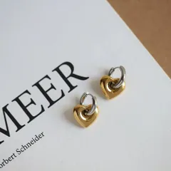 【医療用ステンレス】ピアス ハート フープ 2way サージカルステンレス 金属アレルギー対応 つけっぱなしOK 錆びない