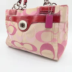 ✨良品✨COACH y2k signature purple pink turn lock handbag canvas コーチ ターンロック キャンバス ハンドバッグ