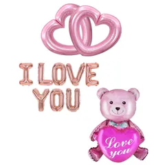 記念日 バレンタインデーバルーンセット 誕生日パーティーデコレーション 撮影 くまちゃん YOU文字風船 ウェディング結婚式装飾 ウェディング結婚式装飾 プロポーズイベント LOVE I サプライズ飾り付け(ピンク) ハートラブ風船