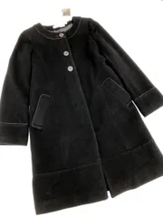 新品 NATURAL BEAUTY BASIC ナチュラルビューティーベーシック アンゴラ混 ノーカラー コート sizeM/黒 ◆■◎レディース