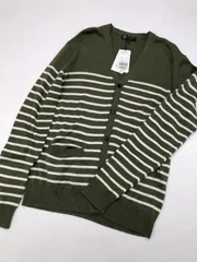 新品 MICHEL KLEIN ミッシェルクラン 長袖 カーディガン size48/白ｘオリーブ ◇■レディース