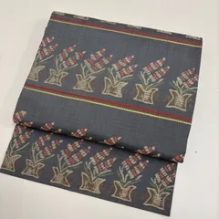 名古屋帯 横断 可愛い花柄 織り出し 九寸 正絹 着物 MA-469