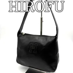 ヒロフ HIROFU レザー ショルダーバッグ ブラック ワンショルダー Hロゴ 肩掛け シンプル ミニバッグ ファスナー開閉 上質レザー デイリー カジュアル レディース Y2K