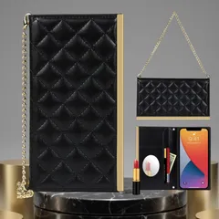 iPhone 14 Pro ケース 手帳型 ショルダー付き ストラップ キルティング カード収納 ミラー付き レディース 人気