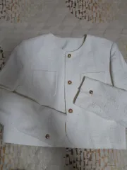 白ツイード クロップド ジャケット S