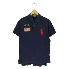 ポロバイラルフローレン Polo by RALPH LAUREN CUSTOM FIT ビッグポニー 刺繍ロゴ 星条旗 ポロシャツ メンズ import：M 