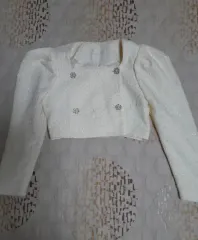 アイボリー ツイード クロップド ジャケット S