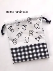 コップ袋　巾着袋　《入園入学》食いしん坊フレンド♡　犬・猫・うさぎ・くま