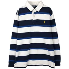 古着 ラルフローレン Ralph Lauren POLO by Ralph Lauren CUSTOM FIT ボーダー柄 長袖 ラガーシャツ メンズXL相当/eaa458143