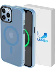 【TKD151】LUNES iphone 15 Pro Max ケース Magsafe対応 マグセーフ対応 ストラップホール付き マグネット搭載 マット カバー ワイヤレス充電対応 黄変防止 耐衝撃 case レンズ保護 (6.7) inch 専用 (水色)
