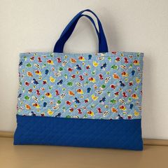 コロリンバッグ 岡山デニム×水玉帆布生地 大きめサイズ ハンドメイド