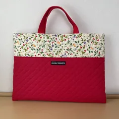 入園入学　りんりんのハンドメイド　レッスンバッグ　通園バッグ　絵本袋　キルティング　野いちご