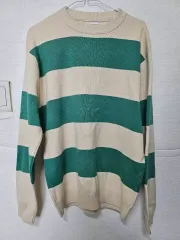 ザラ アイボリー/グリーン ストライプ ニット セーター