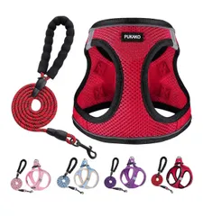 【TKD143】PUKAKO 犬 ハーネス 猫 リードセット 胴輪 小型犬 犬用ハーネス 猫用 服 メッシュ素材 身体に優しい 反射材付き 調節可能 お散歩 着脱簡単 引っ張り防止 人気 おしゃれ 可愛い