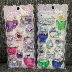 クーリア キラリンウォーターシール ネコ シマエナガ 2点セット ぷっくり 立体 ラメ入り デコ Q-LiA
