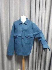 スウェード ブルー キルティング ジャケット