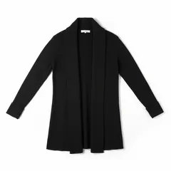 エムプルミエ M-PREMIER カーディガン 長袖 シンプル リブ素材 ロング 黒 38サイズ 974973