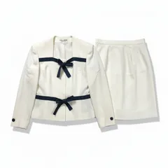 ミスアシダ MISS ASHIDA セットアップ スーツ ジャケット スカート 裏地付き リボン アイボリー 9サイズ 985416