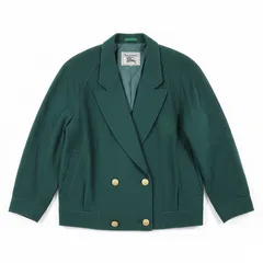 バーバリー BURBERRY コート ゴールドボタン 胸ワンポイント刺繍 サイドポケット グリーン 15BRサイズ 989279