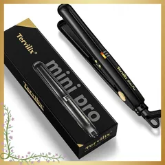 Terviiixミニストレートアイロン13mm セラミックヘアアイロン 3段階温度調整 (120/160/200℃) 海外対応電圧 持ち運びミニヘアアイロン 旅行用ストレートアイロン 耐熱ポーチ付き コンパクト設計 0