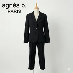 agnes b. アニエスベー パンツスーツ セットアップ 36 ブラック 黒 日本製 ストレッチ ジャケット パンツ フォーマル
