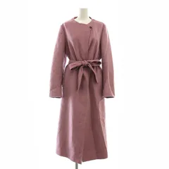 プラステ PLST ウールブレンドリバーコート ノーカラー ロング L ピンク /AT ■OS