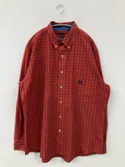CHAPS チャップス シャツ/ブラウス XL レッド コットン チェック柄 ワンポイント ブランドロゴ 長袖 ミドル丈 ボタンダウン
