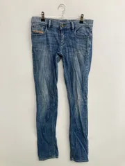 DIESEL ディーゼル デニムパンツ 27 ブルー フルレングス 無地 ワンポイント スキニー・タイト テーパード ローライズ ヴィンテージ
