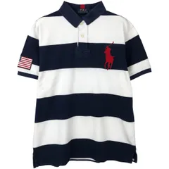 古着 ラルフローレン Ralph Lauren POLO RALPH LAUREN CUSTOM FIT ビッグポニー 半袖 ボーダー ポロシャツ メンズL相当/eaa612119